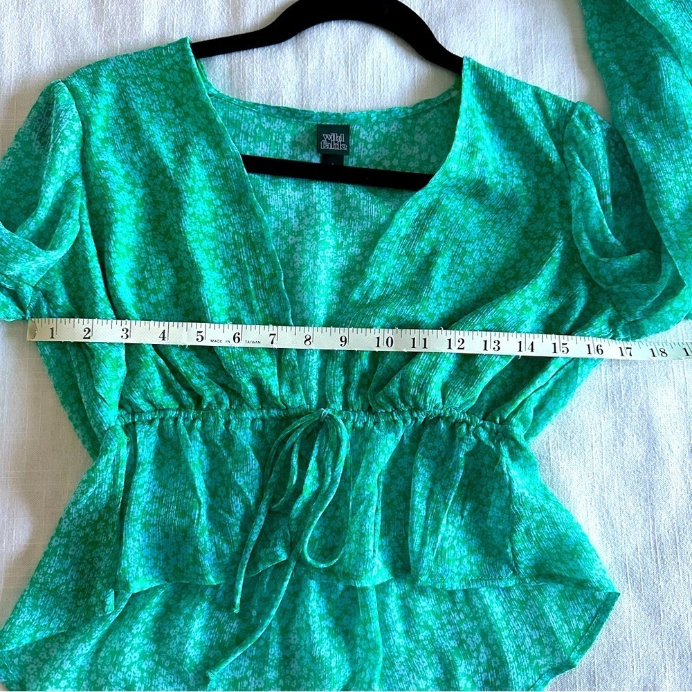 Wild Fable Peplum Top Womens Sz S Drawstring Waist Floral Fairy Boho Sheer - Picture 7 of 11